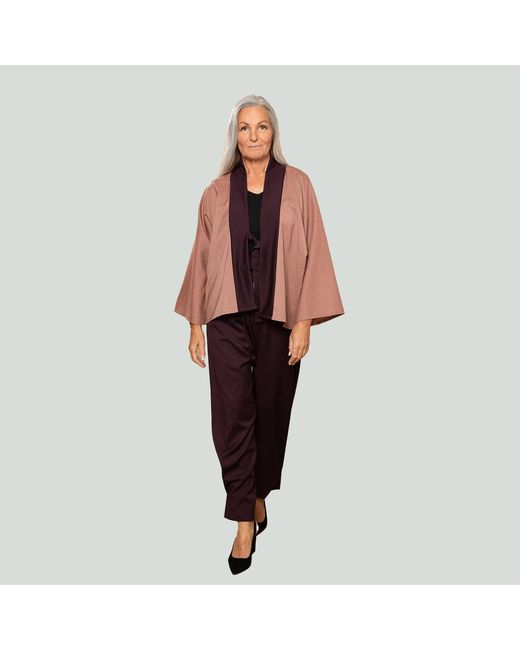 MOE Brown Rose With Plum Collar Wool Jacket Reversible