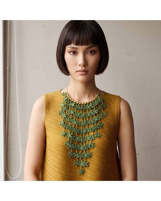 Iliana Arrazola Green Waterfall Blossom Necklaces