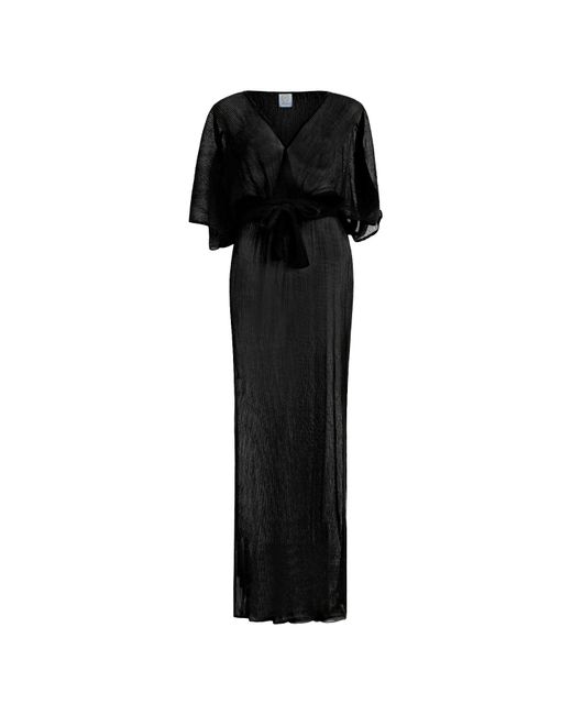 Why Mary Black Aphrodite Sheer Lurex Maxi Dress