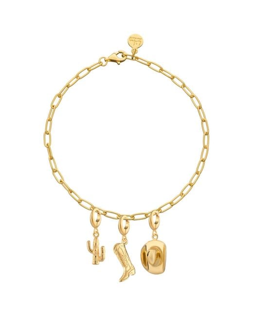 Lily Charmed Metallic Plated Cowboy Oval Link Charm Bracelet