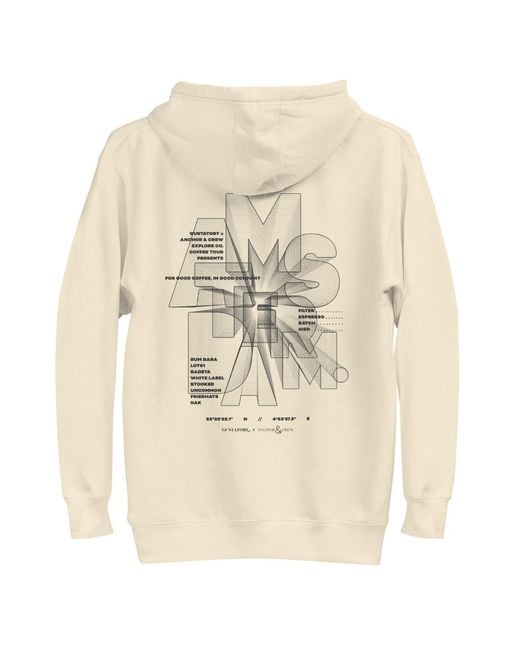 Anchor and Crew Natural Neutrals Bone Gustatory Amsterdam Coffee Scene Cotton Blend Embroidered Hoodie