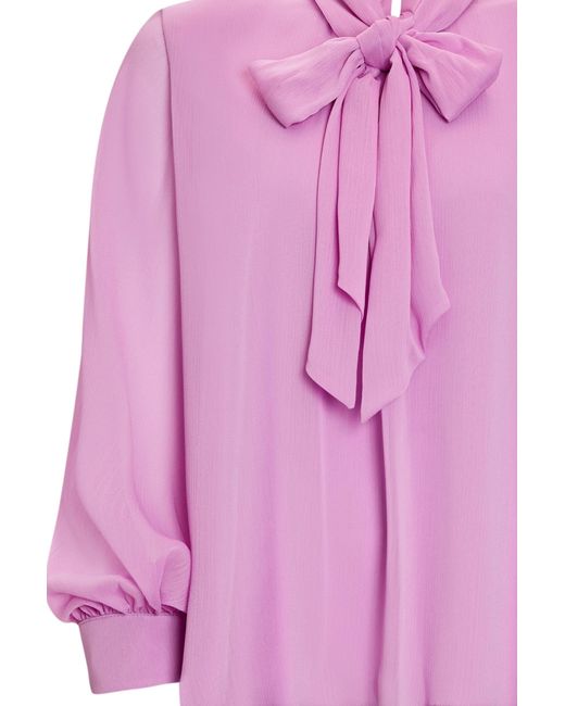 Exquise Pink Regular Scarf Neck Patterned Blouse