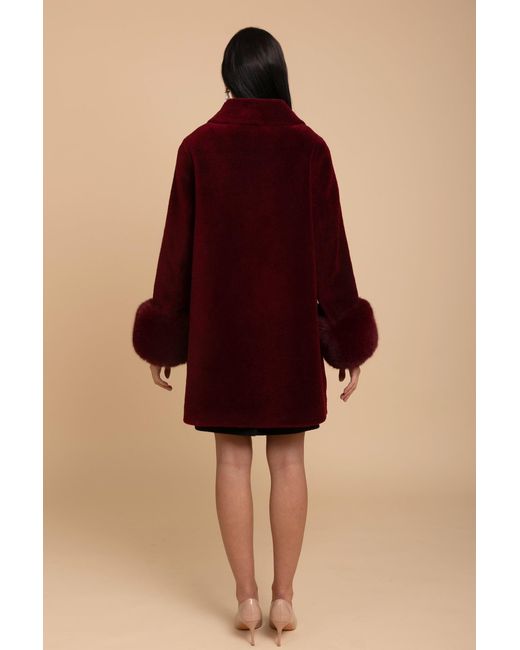Santinni Red Fairytale Wool & Faux Fur Teddy Coat