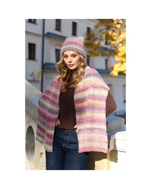 Saachi Pink Multicolored Knit Scarf