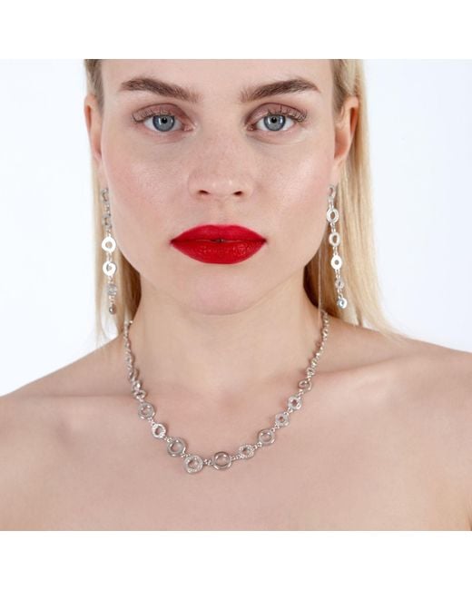 Lucy Quartermaine Metallic Solid Sterling Art Deco Halo Necklace