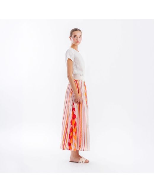 Haris Cotton Balloon Cotton Embroidered Skirt With Rib Waist Arrow
