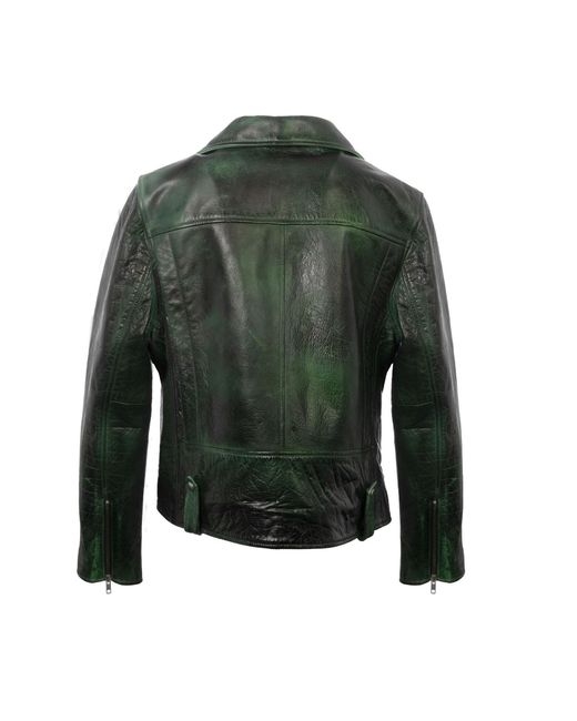 Zasta Studio Green Gasoline Biker Leather Jacket