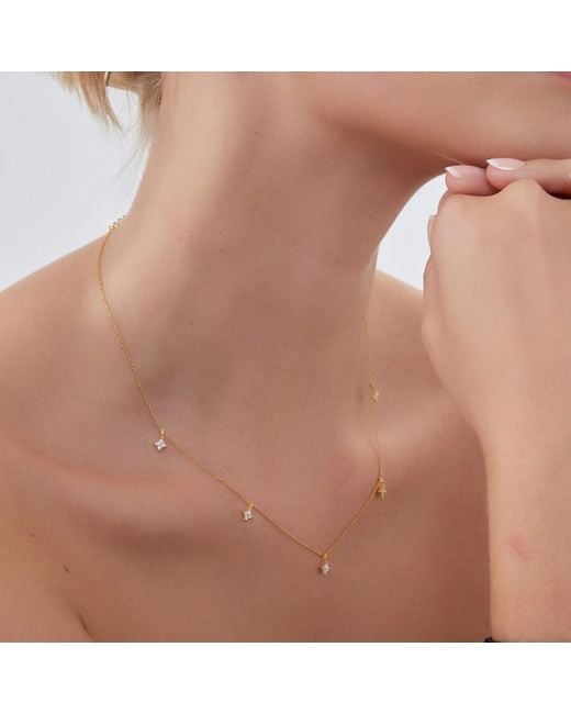 Spero London Metallic Plated Sterling Four Leaf Clover Necklace