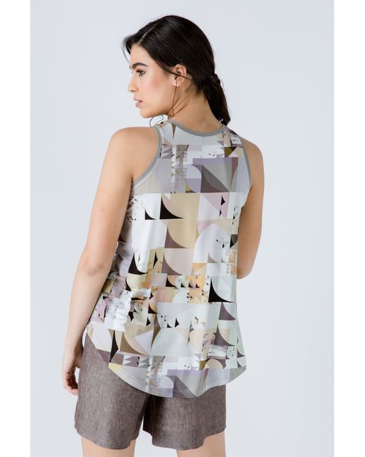 Conquista White Print Halter Neckline Top