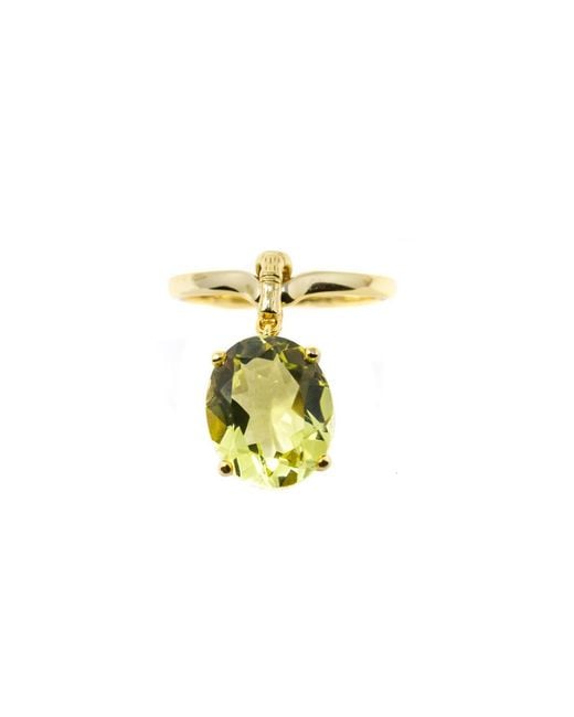 NASI SILVER Yellow Crystalis Dancer Dangling Ring- Lemon Quartz