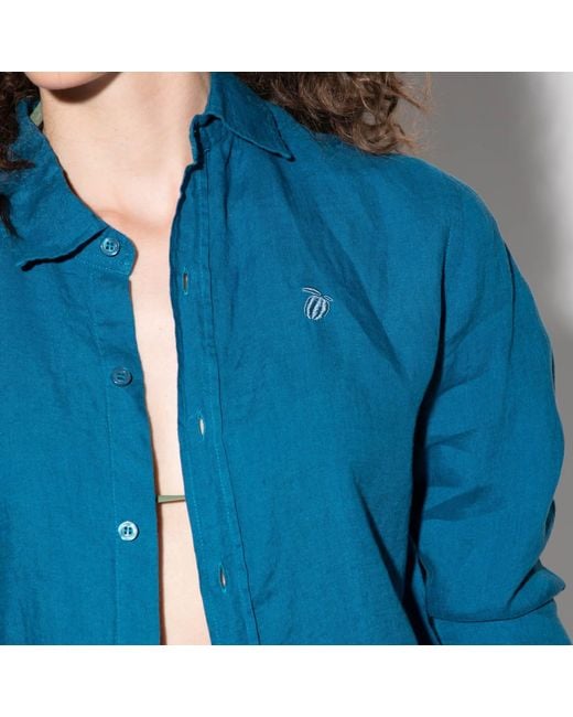 Maison Tangerine Blue Linen Shirt Azure