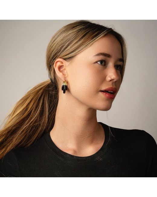 Gold & Honey Metallic Triple Hoop Lucite Earrings