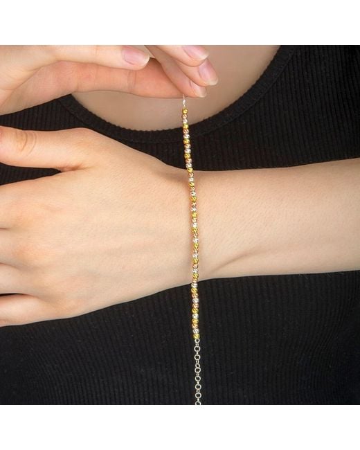 Spero London Metallic Beaded Three Rose Sterling Handmade Bracelet