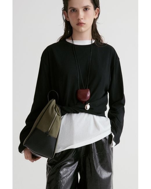 FRONT ROW SHOP White Atelier Patina Leather Necklace-Marsala