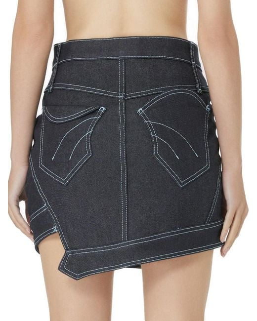 Gao Republic Black Mini Skirt Cut-Out Denim