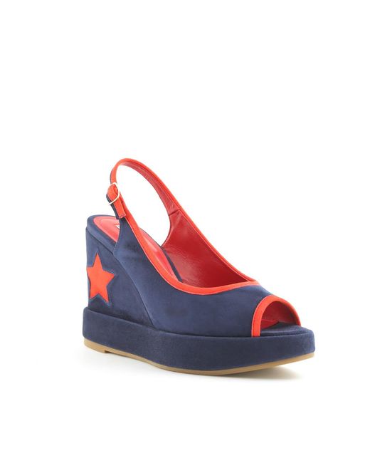 Rosamund Muir London Blue Davinia & Suede With Star Wedges