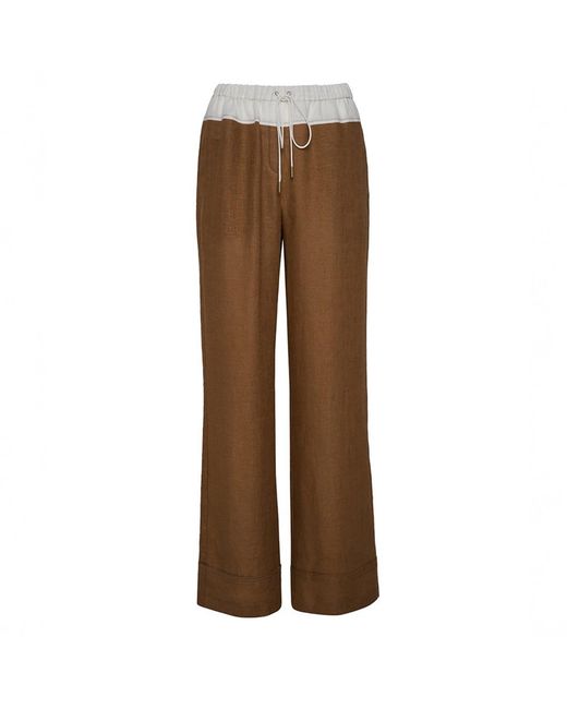 The Summer Edit Brown Tia Luxe Linen Trouser
