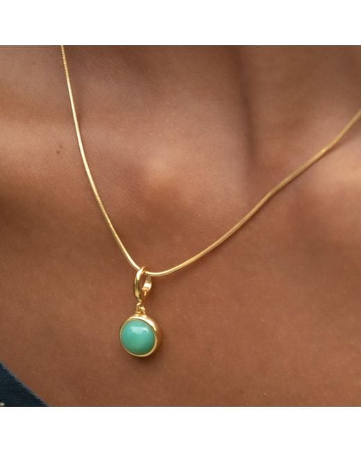 Lily Charmed Blue Plated Chrysoprase Healing Stone Necklace With Round Snake Chain