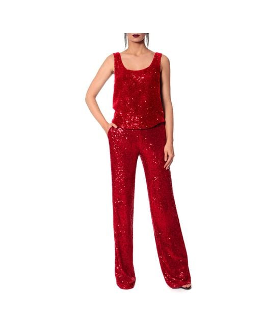 AGGI by HALEWSKI Red Raya Brilliank Ruby Sequin Tank Top