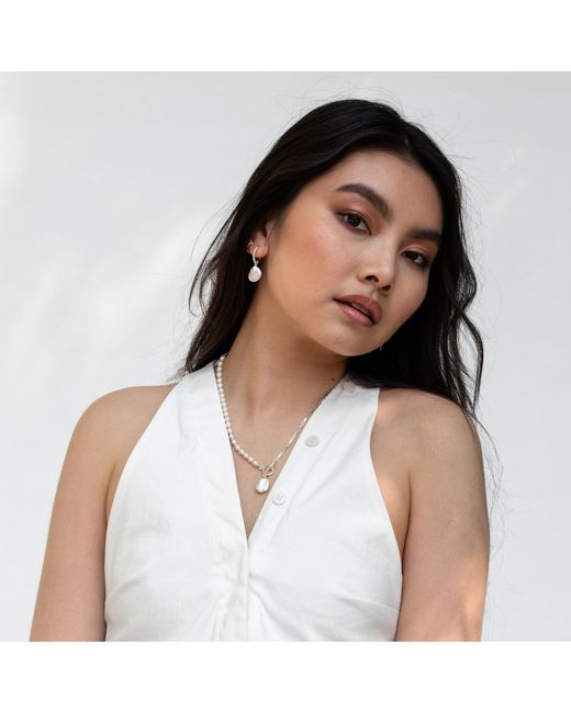 Dower & Hall Metallic Keshi Charm Drop Pearl Luna Necklace