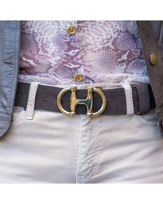 Peachy Belts Ltd Brown Suede Belt & Detachable Brass Double D Buckle