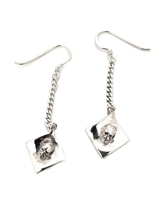 Tg-Jewellery by Tamara Gervasio White Sterling Skull Dangle Earrings – Handmade Gothic Style