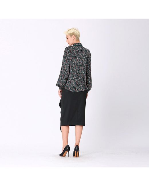 Smart and Joy Green Ascot Tie Print Shirt