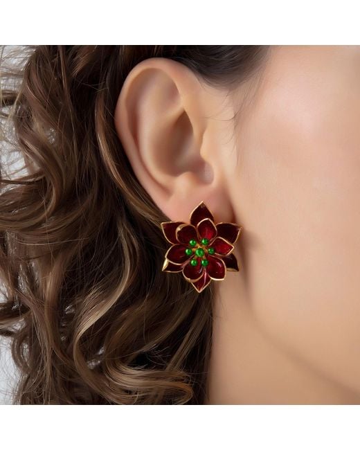 Milou Jewelry Brown Lotus Flower Earrings