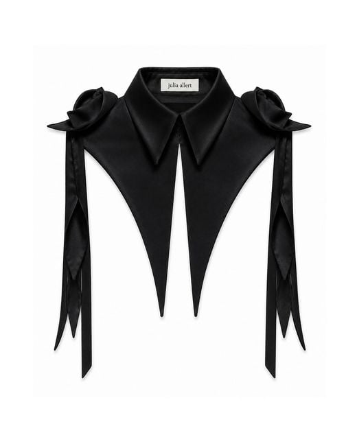 Julia Allert Black Sculptural Satin Statement Collar –