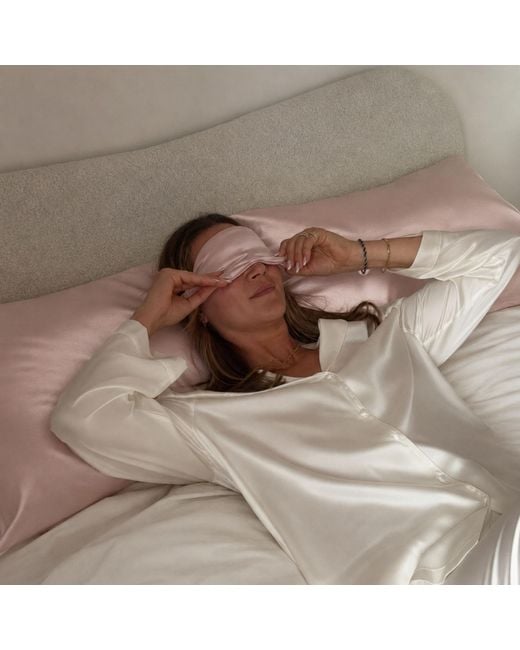 Silk Works Pink Rose Quartz Mulberry Silk Eye Mask