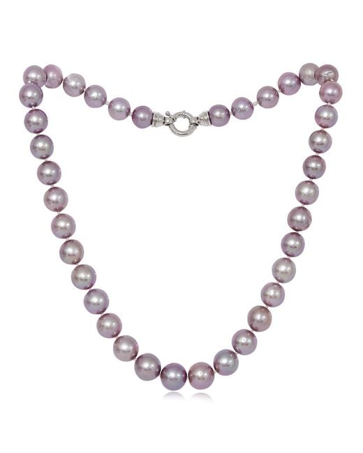 Pearls of the Orient Online Metallic Gratia Mauve Almost Round Large Edison Cultured Freshwater Pearl Necklace