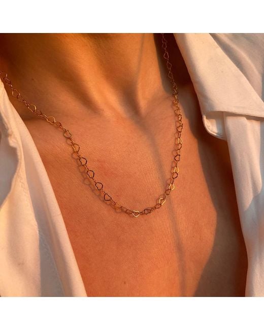 Spero London Metallic Love Heart Sterling Chain Necklace