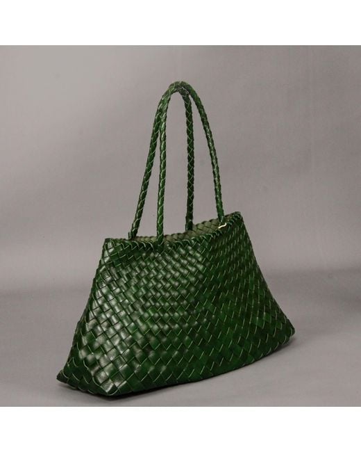 Rimini Green Hand Woven Shoulder Bag 'Donna'