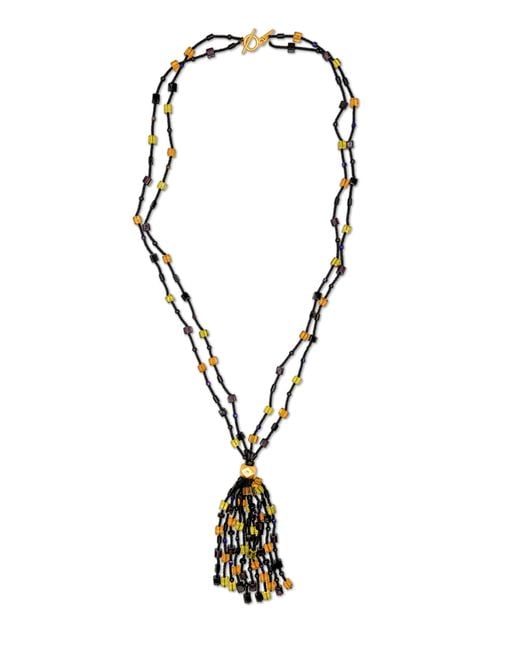 Jaredjamin Metallic Cubism Tassel Necklace