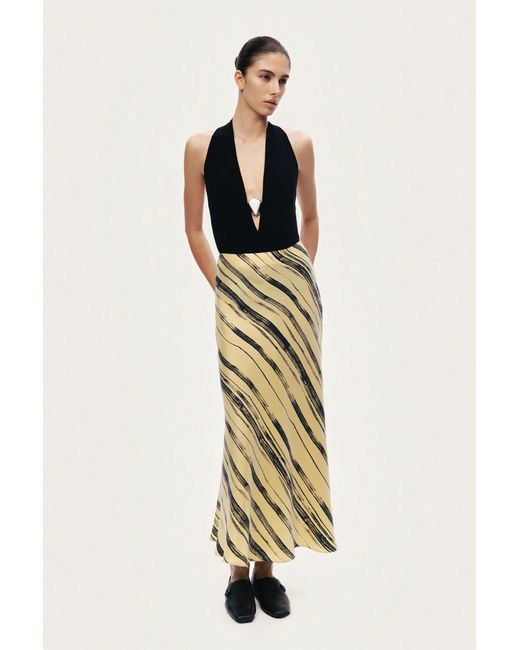 Nocturne Metallic Printed Lightweight Midi Skirt