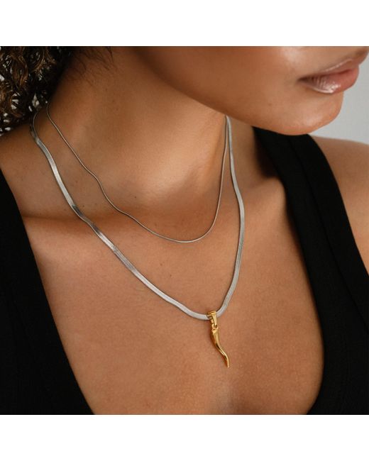 Mickey's Girl Metallic Mini Two Tone Lucky Horn Necklace
