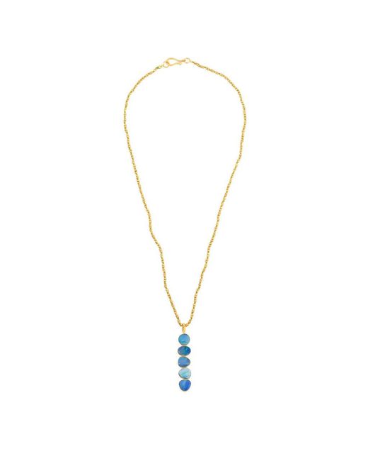Opium Jewels Metallic Australian Opal Wand Necklace With Woven Thread