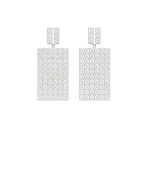 Maison De Gala White Pavé Rectangle Panel Earrings