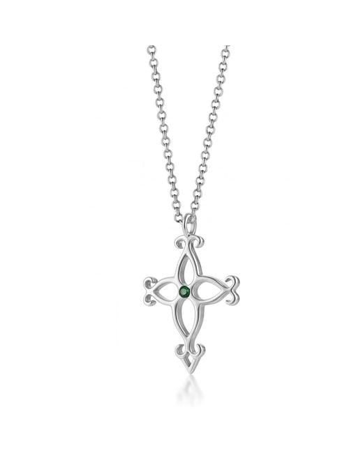 Unaloe Metallic Soul Cross Sterling Necklace With Emerald – Elegant Jewelry For