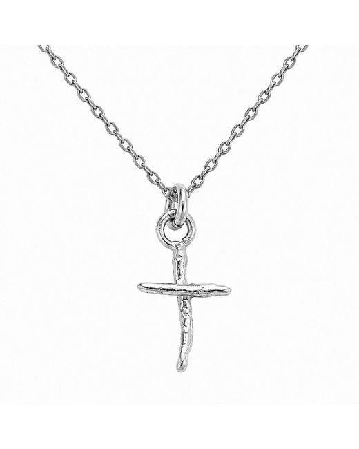 Mother Nature Jewelry Metallic Jasmine Branch Cross Necklace, Handmade Minimalist Pendant
