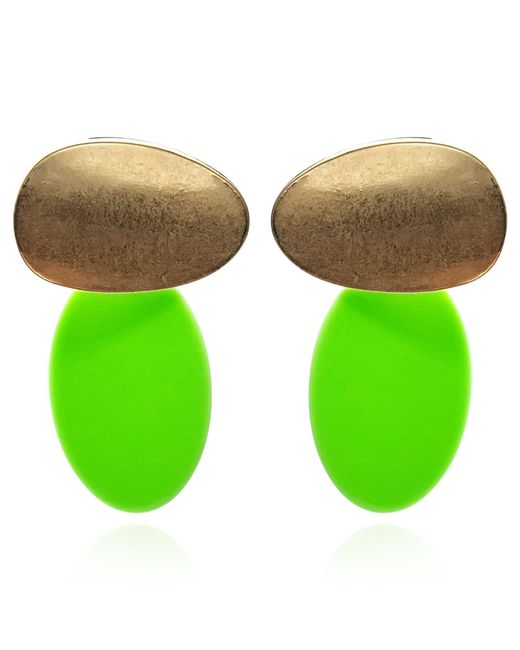Michael Nash Jewelry Green Chiara Worn And Lime Pierced Resin Drop Earrings