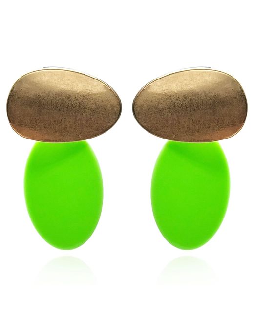 Michael Nash Jewelry Green Chiara Worn And Lime Pierced Resin Drop Earrings