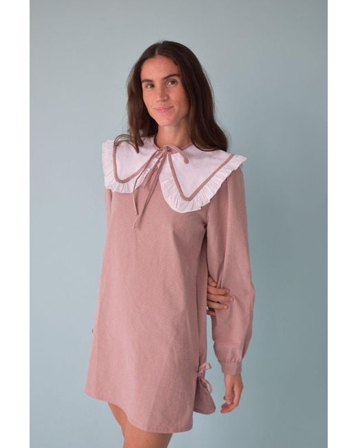 Mind Traveler Pink Elisa Burgundy Gingham Dress