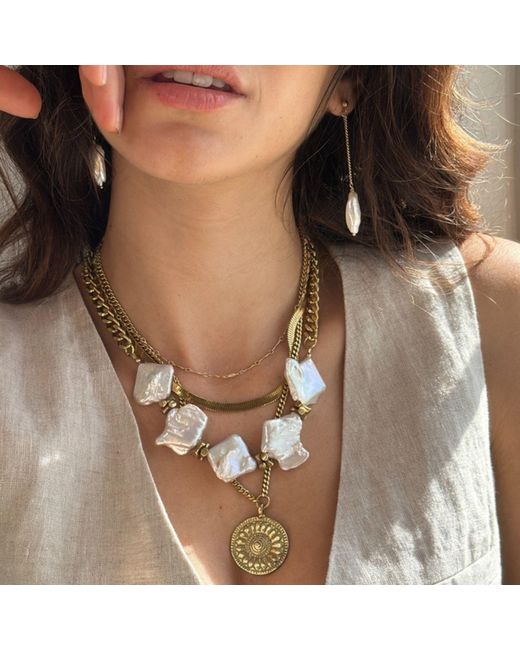 Rachel Nathan Metallic Post: Pearl Drop Earrings
