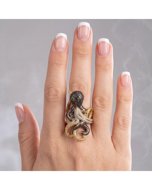 Latelita London Metallic Octopus Cocktail Ring Nordic Adjustable