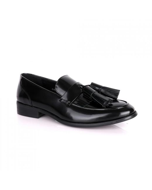 DAVID WEJ Black Bradford Patent Leather Loafers With Tassels – for men
