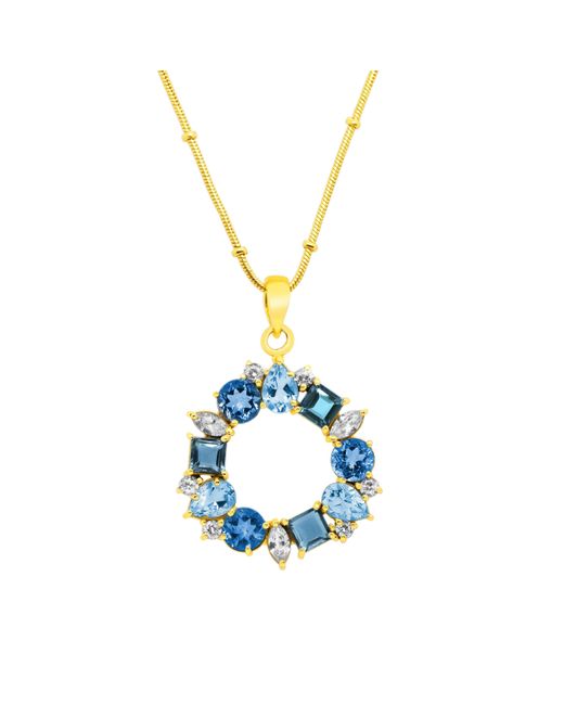 GEM BAZAAR Blue Topaz Trilogy Pendant