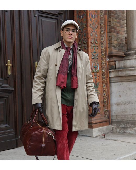 Time Resistance Brown Leather Duffel Bag for men