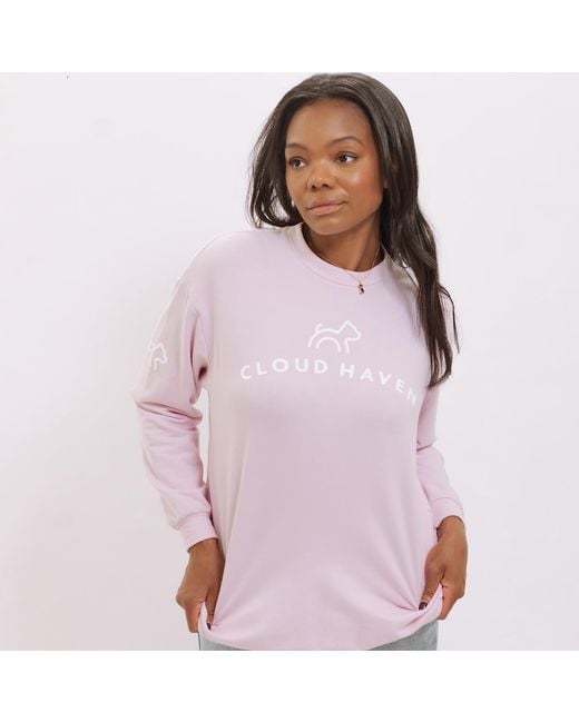Cloud Haven Pink Boyfriend Logo Sweatshirt