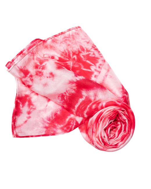 Silk and Bears Pink Crimson Bloom Shibori Silk Shawl – Hand-Dyed Mulberry Silk Wrap